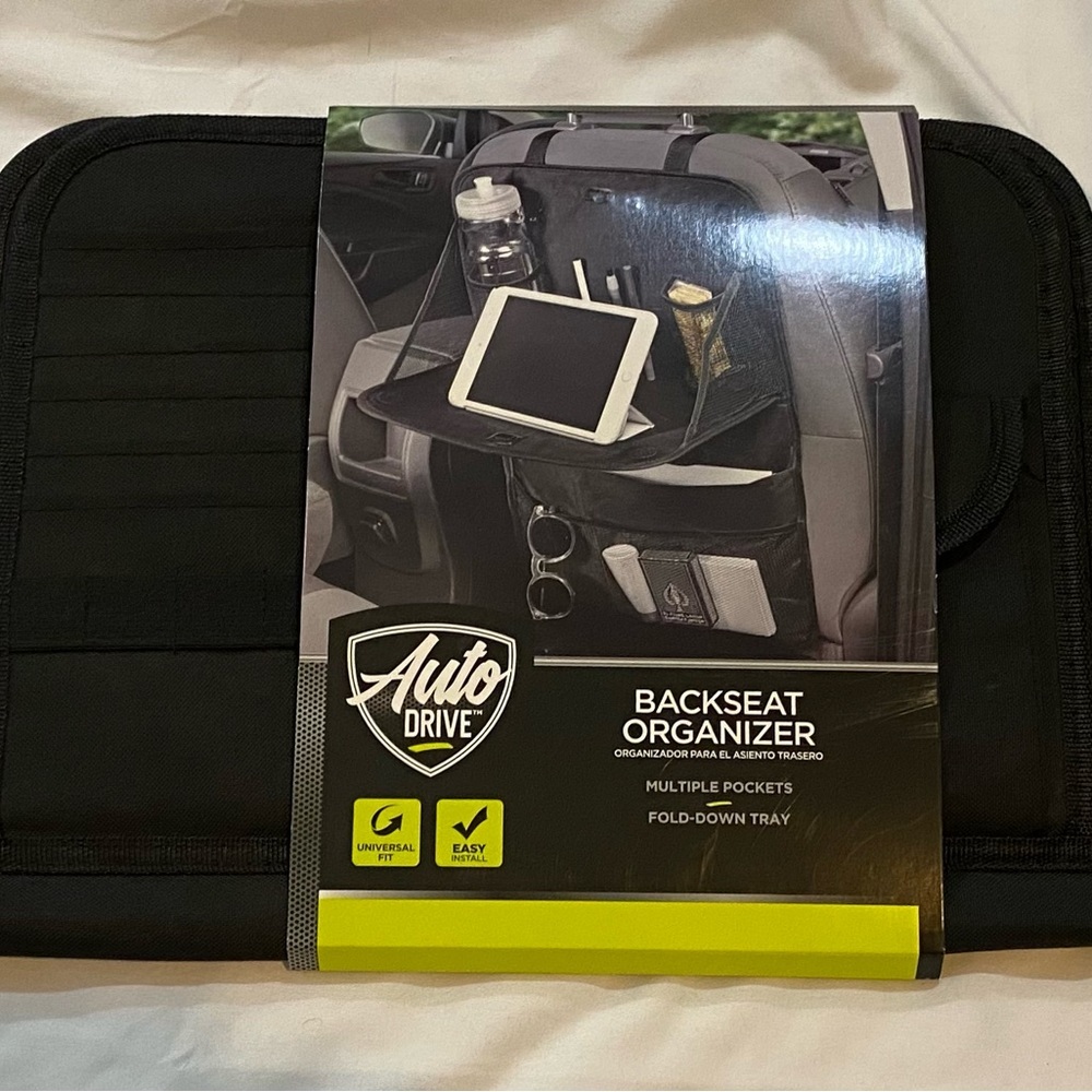 Auto Drive Universal Black Multi-Pocket Backseat Organizer